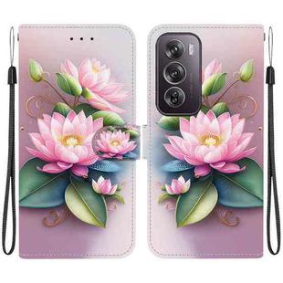 For OPPO Reno12 Pro 5G Global Crystal Texture Colored Drawing Leather Phone Case(Lotus)