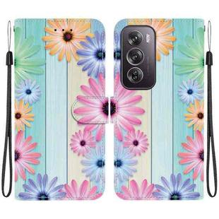 For OPPO Reno12 Pro 5G Global Crystal Texture Colored Drawing Leather Phone Case(Sunflowers)
