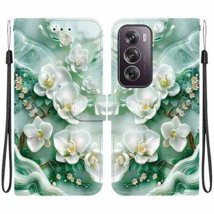 For OPPO Reno12 Pro 5G Global Crystal Texture Colored Drawing Leather Phone Case(Jade Flowers)