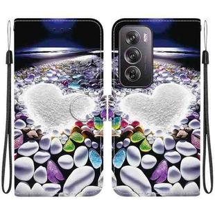 For OPPO Reno12 Pro 5G Global Crystal Texture Colored Drawing Leather Phone Case(Heart Shaped)