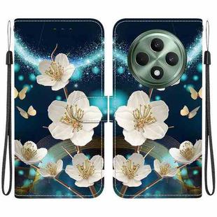 For OPPO Reno12 F 5G Crystal Texture Colored Drawing Leather Phone Case(Magnolia)