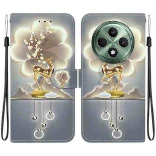 For OPPO Reno12 F 5G Crystal Texture Colored Drawing Leather Phone Case(Sika Deer)