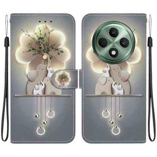 For OPPO Reno12 F 5G Crystal Texture Colored Drawing Leather Phone Case(Elephants)