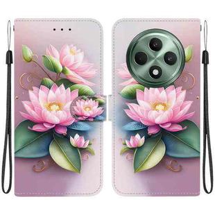 For OPPO Reno12 F 5G Crystal Texture Colored Drawing Leather Phone Case(Lotus)