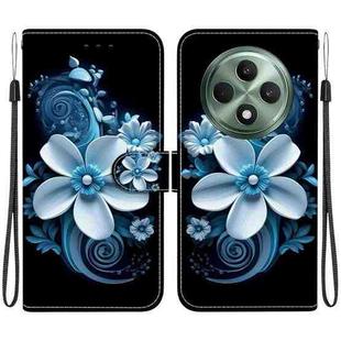 For OPPO Reno12 F 5G Crystal Texture Colored Drawing Leather Phone Case(Black Orchid)