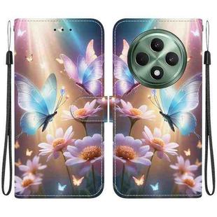 For OPPO Reno12 F 5G Crystal Texture Colored Drawing Leather Phone Case(Butterfly Love Flower)