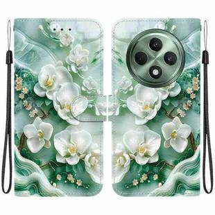For OPPO Reno12 F 5G Crystal Texture Colored Drawing Leather Phone Case(Jade Flowers)