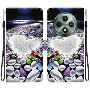 For OPPO Reno12 F 5G Crystal Texture Colored Drawing Leather Phone Case(Heart Shaped)