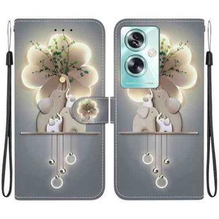 For OPPO A79 Global Crystal Texture Colored Drawing Leather Phone Case(Elephants)