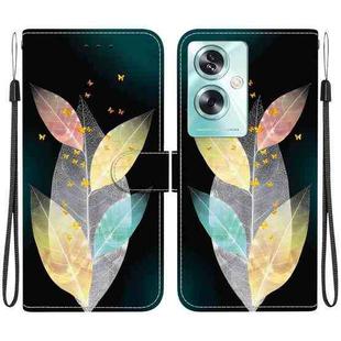 For OPPO A79 Global Crystal Texture Colored Drawing Leather Phone Case(Colored Leaves)