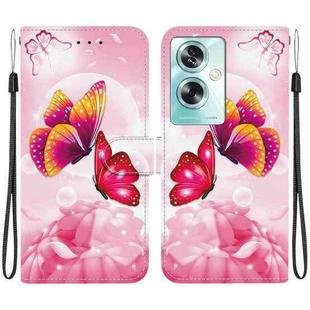 For OPPO A79 Global Crystal Texture Colored Drawing Leather Phone Case(Pink Butterflies)