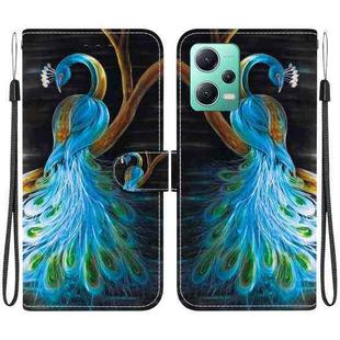 For Redmi Note 12 5G / Poco X5 Crystal Texture Colored Drawing Leather Phone Case(Peacock)