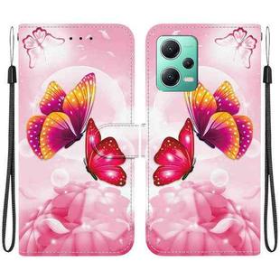 For Redmi Note 12 5G / Poco X5 Crystal Texture Colored Drawing Leather Phone Case(Pink Butterflies)