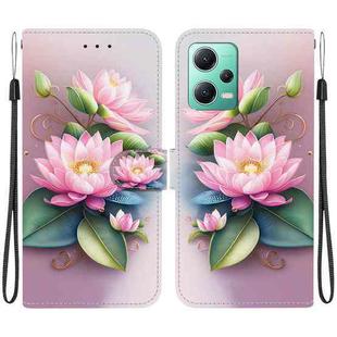 For Redmi Note 12 5G / Poco X5 Crystal Texture Colored Drawing Leather Phone Case(Lotus)