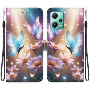 For Redmi Note 12 5G / Poco X5 Crystal Texture Colored Drawing Leather Phone Case(Butterfly Love Flower)