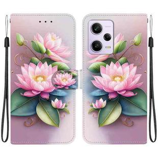 For Redmi Note 12 Pro / Poco X5 Pro Crystal Texture Colored Drawing Leather Phone Case(Lotus)