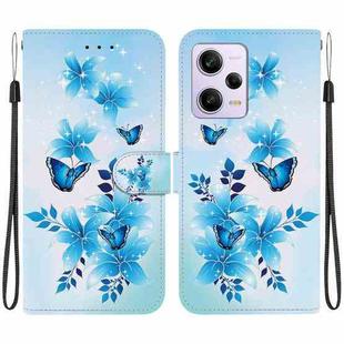 For Redmi Note 12 Pro / Poco X5 Pro Crystal Texture Colored Drawing Leather Phone Case(Blue Butterflies)