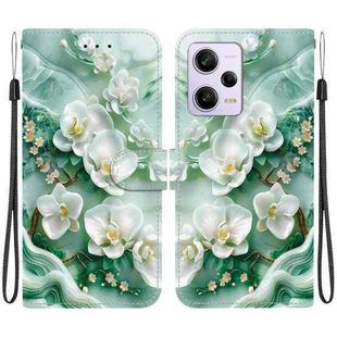 For Redmi Note 12 Pro / Poco X5 Pro Crystal Texture Colored Drawing Leather Phone Case(Jade Flowers)