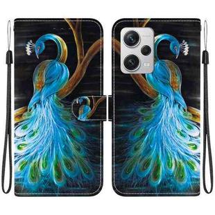 For Redmi Note 12 Pro+ 5G Crystal Texture Colored Drawing Leather Phone Case(Peacock)