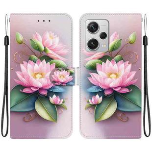 For Redmi Note 12 Pro+ 5G Crystal Texture Colored Drawing Leather Phone Case(Lotus)