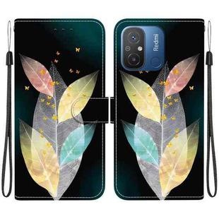 For Redmi 12C / 11A Crystal Texture Colored Drawing Leather Phone Case(Colored Leaves)