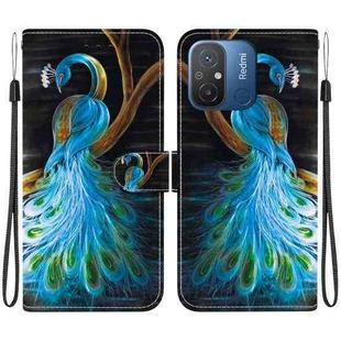 For Redmi 12C / 11A Crystal Texture Colored Drawing Leather Phone Case(Peacock)