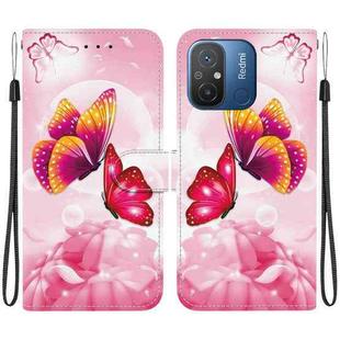 For Redmi 12C / 11A Crystal Texture Colored Drawing Leather Phone Case(Pink Butterflies)