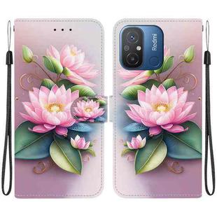 For Redmi 12C / 11A Crystal Texture Colored Drawing Leather Phone Case(Lotus)