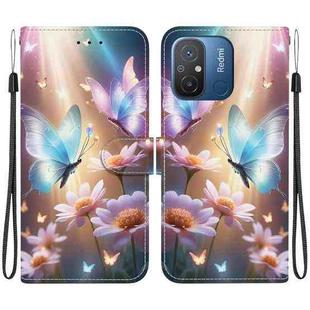 For Redmi 12C / 11A Crystal Texture Colored Drawing Leather Phone Case(Butterfly Love Flower)