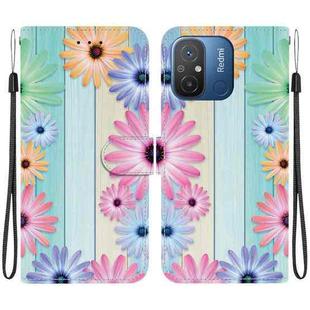 For Redmi 12C / 11A Crystal Texture Colored Drawing Leather Phone Case(Sunflowers)