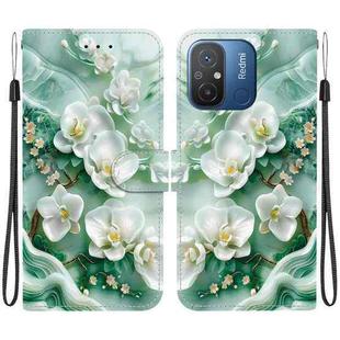 For Redmi 12C / 11A Crystal Texture Colored Drawing Leather Phone Case(Jade Flowers)