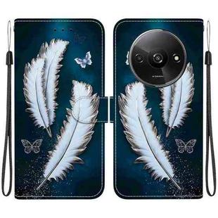 For Redmi A3 Crystal Texture Colored Drawing Leather Phone Case(White Butterfly Feathers)