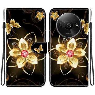 For Redmi A3 Crystal Texture Colored Drawing Leather Phone Case(Gold Flower)