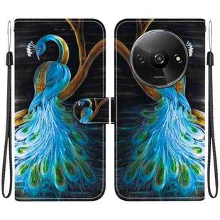 For Redmi A3 Crystal Texture Colored Drawing Leather Phone Case(Peacock)