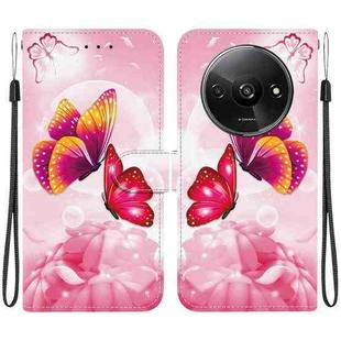 For Redmi A3 Crystal Texture Colored Drawing Leather Phone Case(Pink Butterflies)