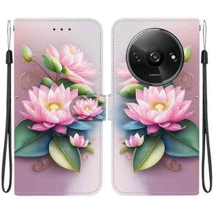 For Redmi A3 Crystal Texture Colored Drawing Leather Phone Case(Lotus)