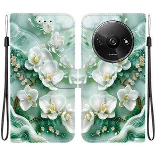 For Redmi A3 Crystal Texture Colored Drawing Leather Phone Case(Jade Flowers)