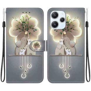 For Redmi 12 4G / 5G / Poco M6 Pro Crystal Texture Colored Drawing Leather Phone Case(Elephants)