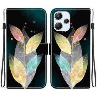 For Redmi 12 4G / 5G / Poco M6 Pro Crystal Texture Colored Drawing Leather Phone Case(Colored Leaves)