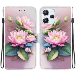 For Redmi 12 4G / 5G / Poco M6 Pro Crystal Texture Colored Drawing Leather Phone Case(Lotus)