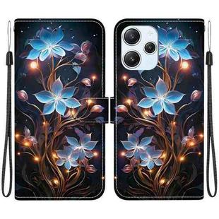 For Redmi 12 4G / 5G / Poco M6 Pro Crystal Texture Colored Drawing Leather Phone Case(Little Lantern Flower)