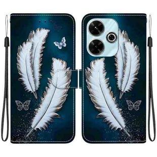 For Redmi 13 4G / Poco M6 Crystal Texture Colored Drawing Leather Phone Case(White Butterfly Feathers)