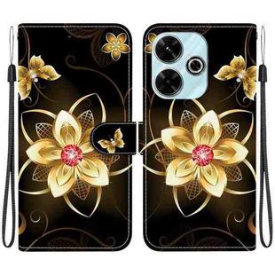 For Redmi 13 4G / Poco M6 Crystal Texture Colored Drawing Leather Phone Case(Gold Flower)