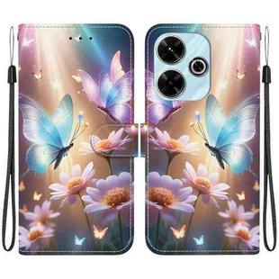 For Redmi 13 4G / Poco M6 Crystal Texture Colored Drawing Leather Phone Case(Butterfly Love Flower)