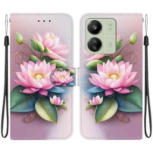 For Redmi 13C 4G / 5G / 13R 5G Crystal Texture Colored Drawing Leather Phone Case(Lotus)