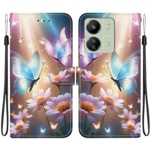 For Redmi 13C 4G / 5G / 13R 5G Crystal Texture Colored Drawing Leather Phone Case(Butterfly Love Flower)