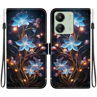 For Redmi 13C 4G / 5G / 13R 5G Crystal Texture Colored Drawing Leather Phone Case(Little Lantern Flower)