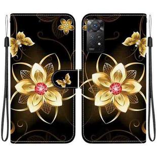 For Redmi Note 12 Pro 4G  Crystal Texture Colored Drawing Leather Phone Case(Gold Flower)