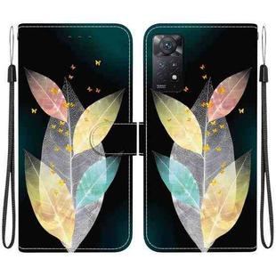 For Redmi Note 12 Pro 4G  Crystal Texture Colored Drawing Leather Phone Case(Colored Leaves)