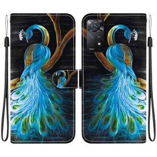 For Redmi Note 12 Pro 4G  Crystal Texture Colored Drawing Leather Phone Case(Peacock)